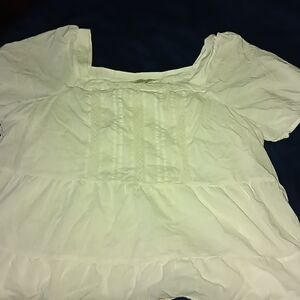 LOFT White Blouse with Textured Detail